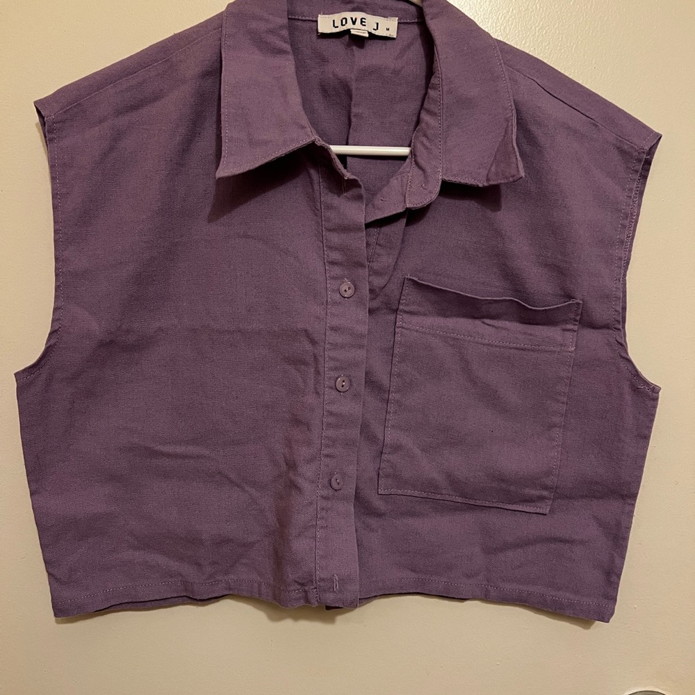 Love J Purple Cropped Sleeveless Shirt